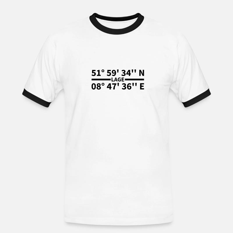 Coordonnées de localisation - T-shirt contrasté Homme - blanc/noir
