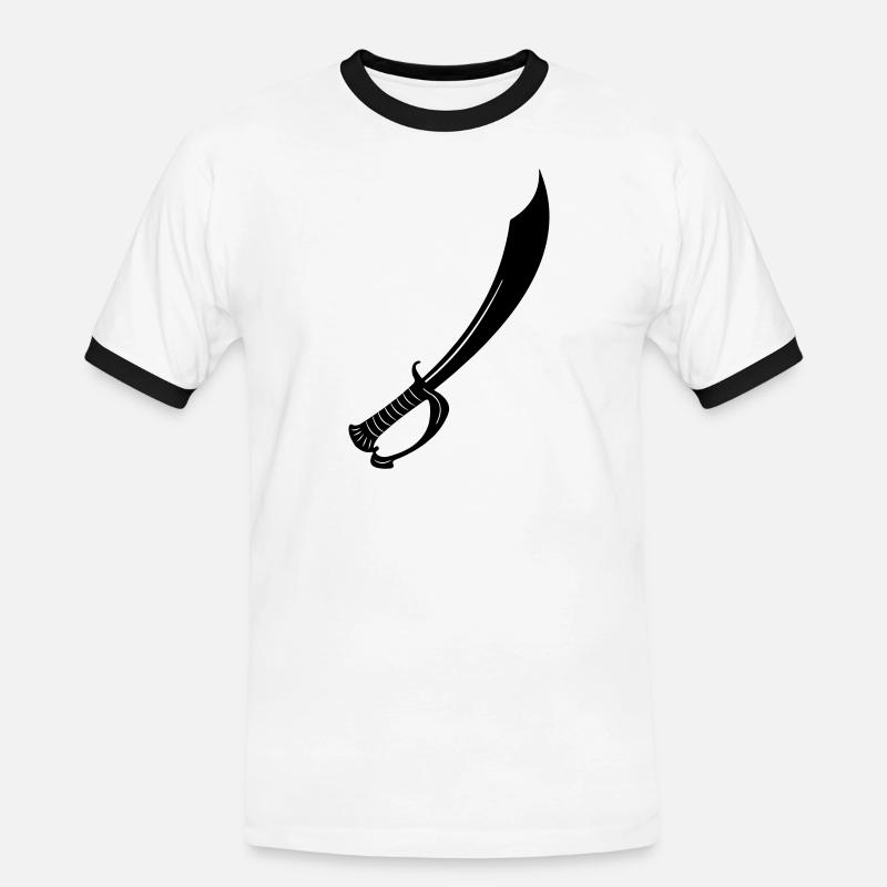 Schwert - Männer Kontrast-T-Shirt - Weiß/Schwarz