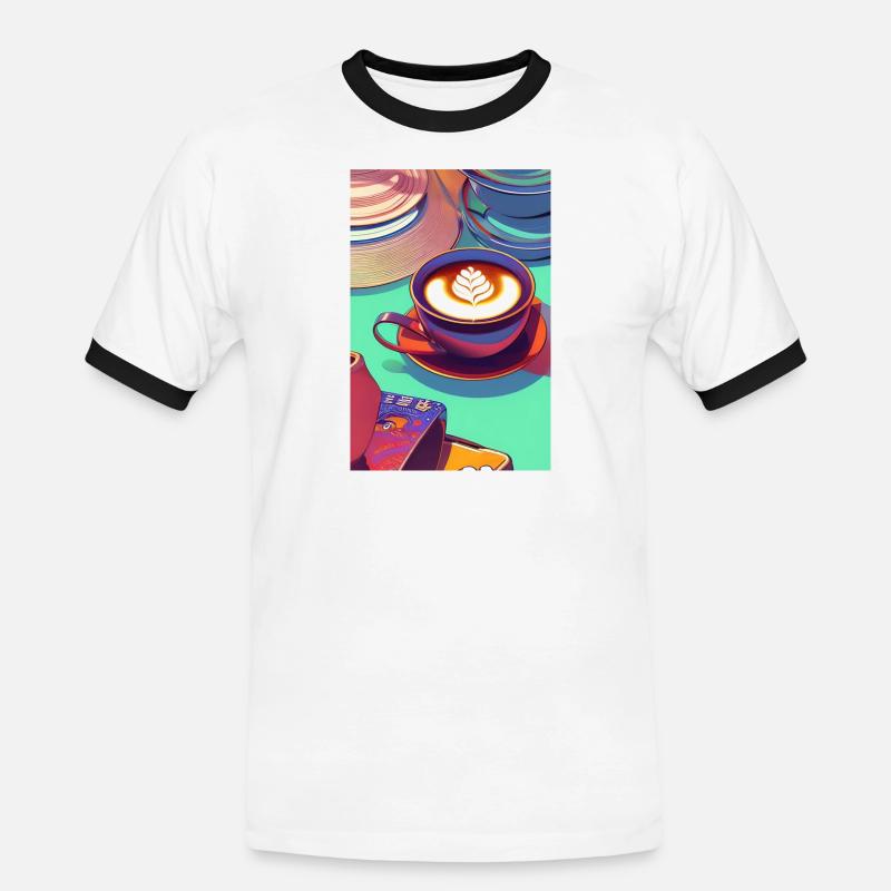 Kaffee, Kaffeebohnen - Männer Kontrast-T-Shirt - Weiß/Schwarz