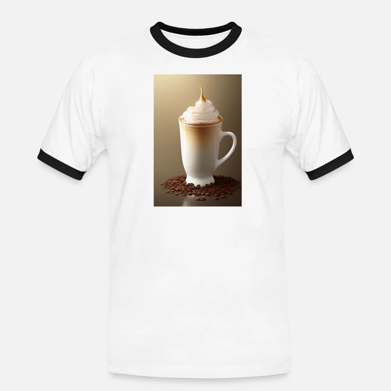 Kaffee, Kaffeebohnen - Männer Kontrast-T-Shirt - Weiß/Schwarz