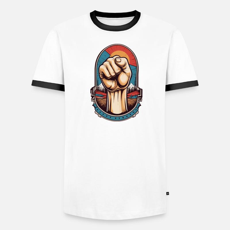Faust hoch bleib Stark - Männer Kontrast-T-Shirt - Weiß/Schwarz