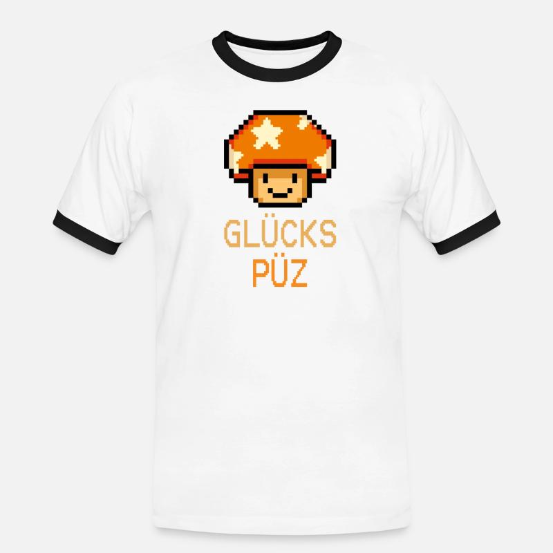 Glückspüz - Lucky Guy, Dialect, Pixel - Men's Ringer Shirt - white/black