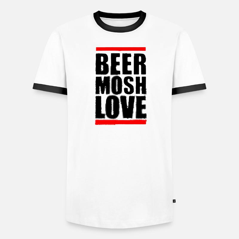 Bier Mosh Liebe Schwarzer Buchstabe - Männer Kontrast-T-Shirt - Weiß/Schwarz