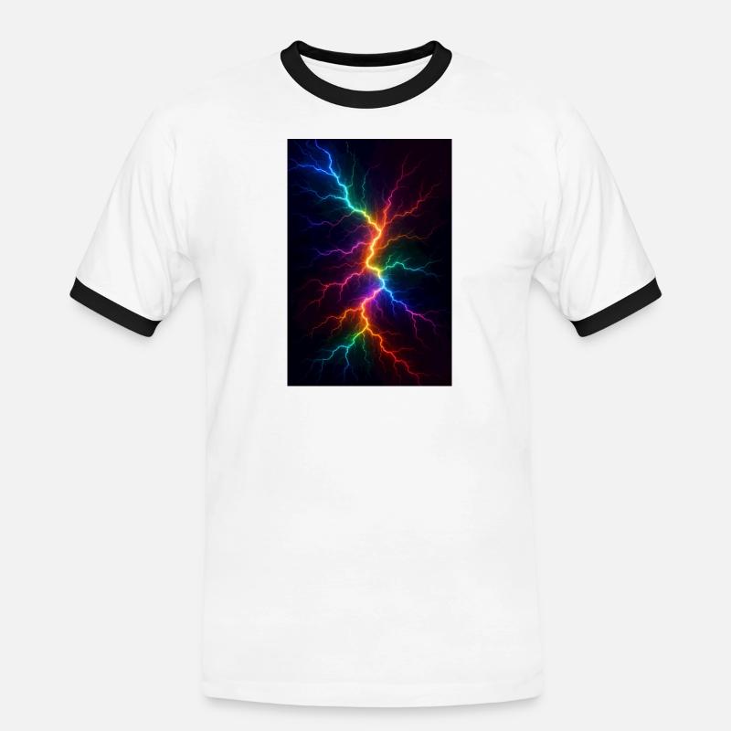 Regenbogen Blitzsturm - Männer Kontrast-T-Shirt - Weiß/Schwarz