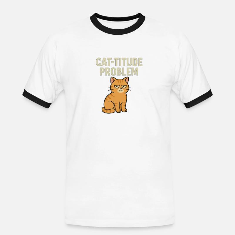 Catitude probleem Grumpy Kat Meme - Men's Ringer Shirt - white/black
