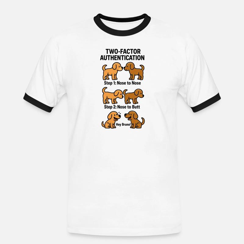 Two Factor Authentication Hunde - Männer Kontrast-T-Shirt - Weiß/Schwarz