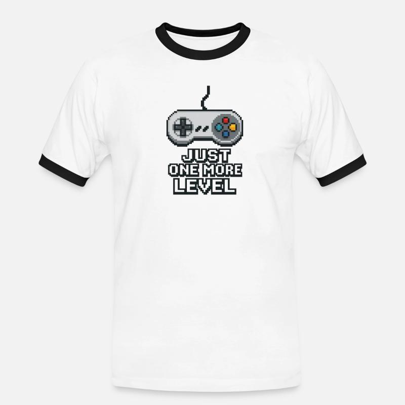 Pixel Neon Game Controller Design - Men's Ringer Shirt - white/black