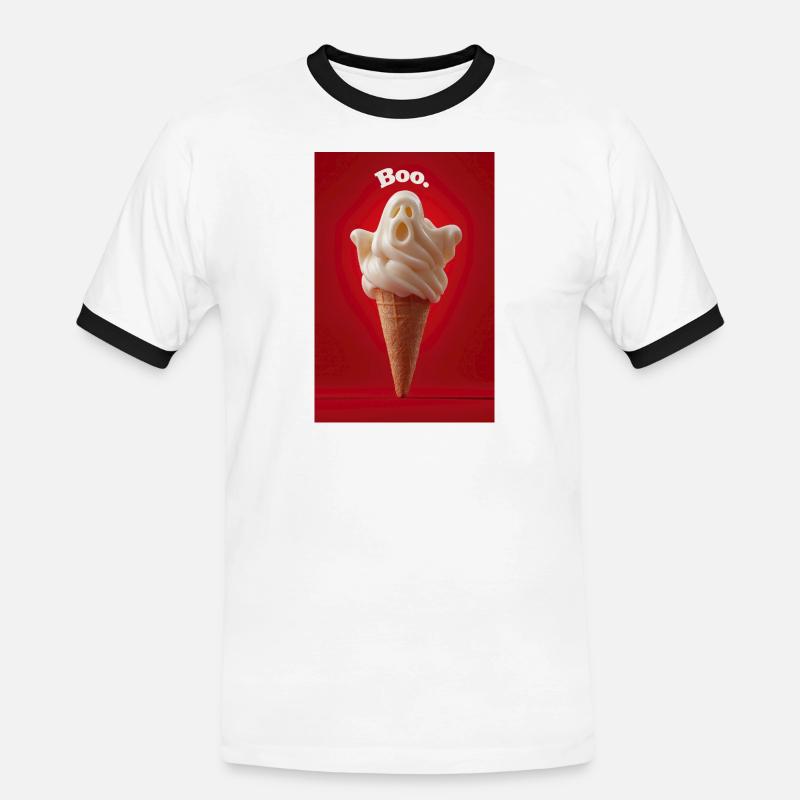 Boo Ghost Eiswaffel - Männer Kontrast-T-Shirt - Weiß/Schwarz