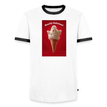 Ghost IceCream Effrayant - T-shirt contrasté Homme - blanc/noir - Devant - AI Model Female 172 light (172cm) & AI Model Male 178 dark (178cm)
