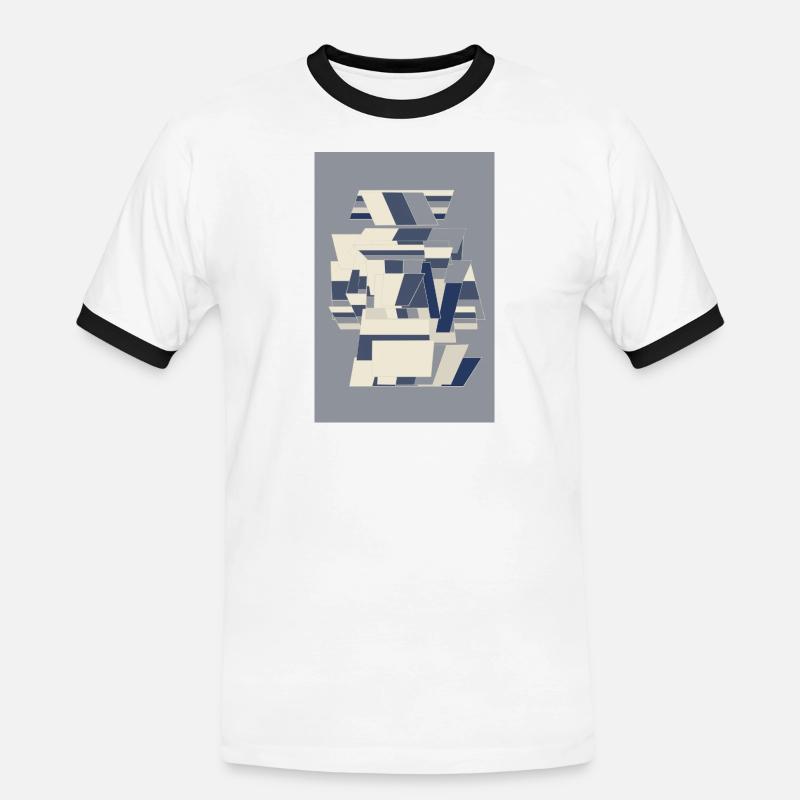 Blue Robot Warrior - Men's Ringer Shirt - white/black