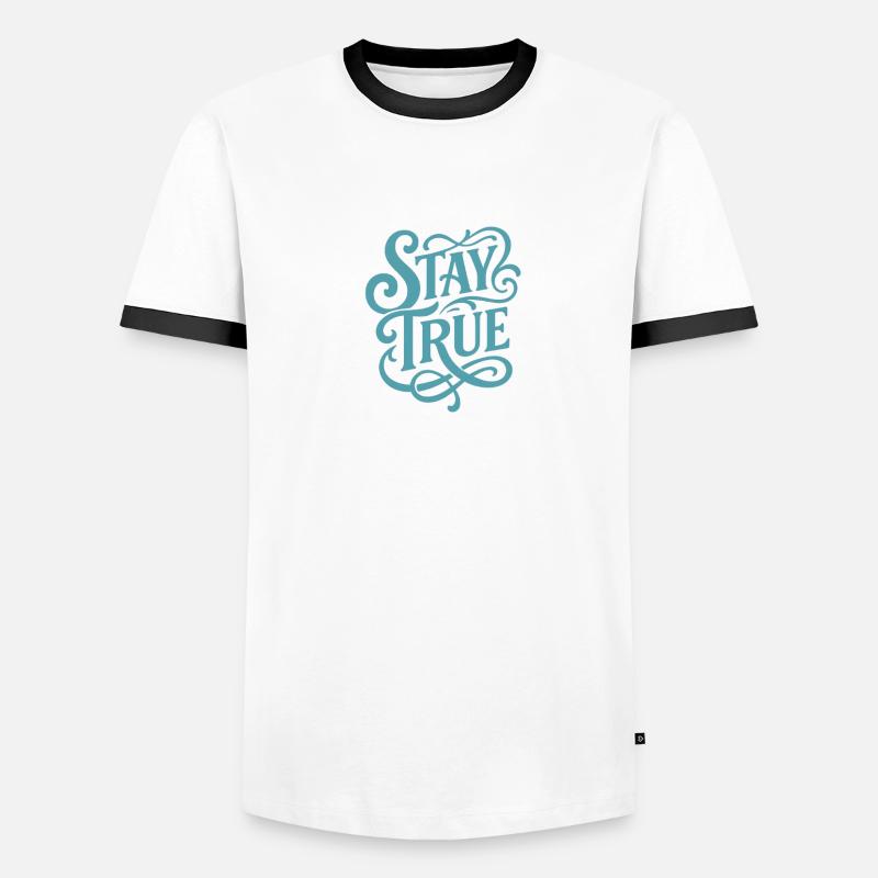 Stad True Typography Swing - Men's Ringer Shirt - white/black