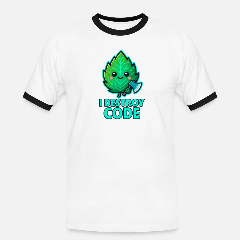 Green Leaf Code Warrior - Men's Ringer Shirt - white/black