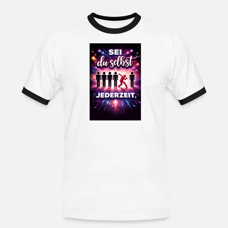 Sei du selbst jederzeit - Männer Kontrast-T-Shirt - Weiß/Schwarz
