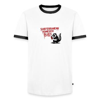 Raccoon Blues - Männer Kontrast-T-Shirt - Weiß/Schwarz - Vorne - AI Model Female 172 light (172cm) & AI Model Male 178 dark (178cm)