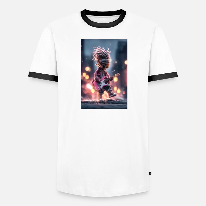 Neon Dread Gitarrist mit Pink Guitar - Männer Kontrast-T-Shirt - Weiß/Schwarz