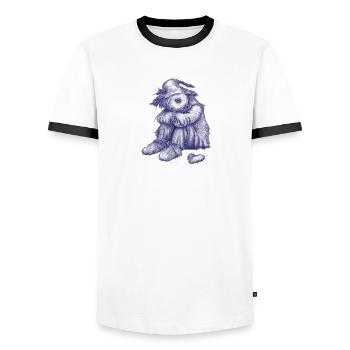 Traurige Zottel-Vogelscheuche hat Herz verloren - Männer Kontrast-T-Shirt - Weiß/Schwarz - Vorne - AI Model Female 172 light (172cm) & AI Model Male 178 dark (178cm)