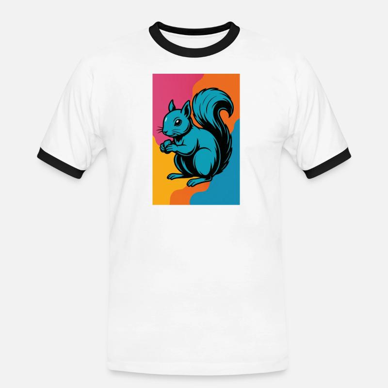 Buntes Eichhörnchen Pop Art - Männer Kontrast-T-Shirt - Weiß/Schwarz