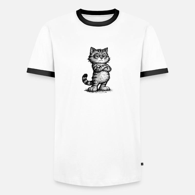 Grumpy Katze – Chef Vibes (Sketch Attitude) - Männer Kontrast-T-Shirt - Weiß/Schwarz