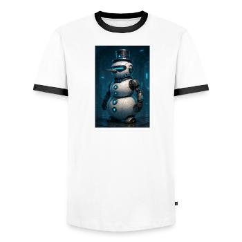 RockyZoo21 - Men's Ringer Shirt - white/black - Front - AI Model Female 172 light (172cm) & AI Model Male 178 dark (178cm)