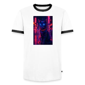 RockyZoo26 - Men's Ringer Shirt - white/black - Front - AI Model Female 172 light (172cm) & AI Model Male 178 dark (178cm)