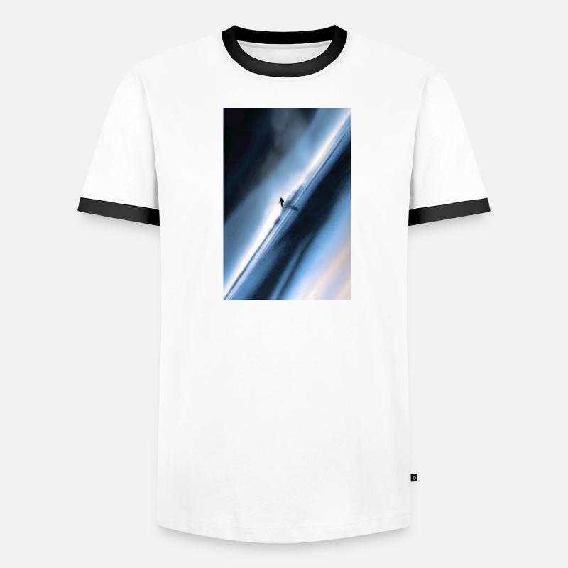 Blauer Diagonal-Schneereiter - Männer Kontrast-T-Shirt - Weiß/Schwarz