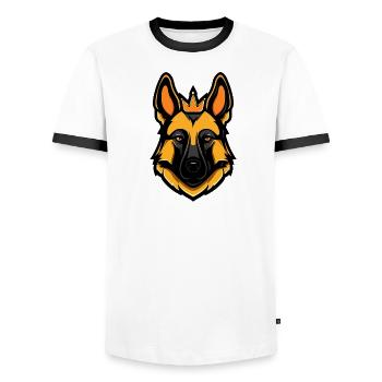 German Shepherd Dog Crown - Men's Ringer Shirt - white/black - Front - AI Model Female 172 light (172cm) & AI Model Male 178 dark (178cm)