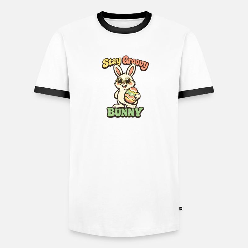 Stay Groovy Bunny Easter Easter Bunny - Men's Ringer Shirt - white/black