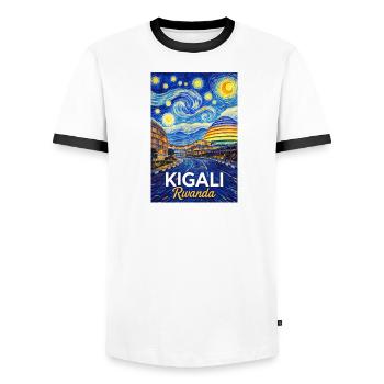 Kigali Rwanda Sternennacht Skyline - Männer Kontrast-T-Shirt - Weiß/Schwarz - Vorne - AI Model Female 172 light (172cm) & AI Model Male 178 dark (178cm)