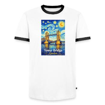 Tower Bridge London Star Swirl - Men's Ringer Shirt - white/black - Front - AI Model Female 172 light (172cm) & AI Model Male 178 dark (178cm)