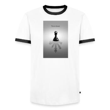 Think Ahead Minimal Mindset Design - Men's Ringer Shirt - white/black - Front - AI Model Female 172 light (172cm) & AI Model Male 178 dark (178cm)