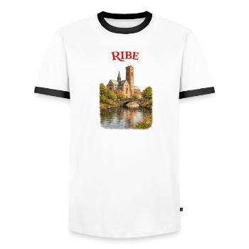 Ribe älteste Stadt Dänemarks Souvenir Andenken - Männer Kontrast-T-Shirt - Weiß/Schwarz - Vorne - AI Model Female 172 light (172cm) & AI Model Male 178 dark (178cm)