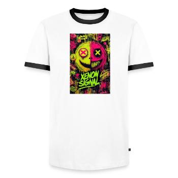 Xenon Signal Graffiti - Men's Ringer Shirt - white/black - Front - AI Model Female 172 light (172cm) & AI Model Male 178 dark (178cm)