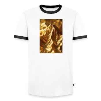 Golden Ridge Abstract Mountain - Men's Ringer Shirt - white/black - Front - AI Model Female 172 light (172cm) & AI Model Male 178 dark (178cm)
