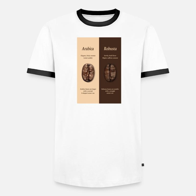 Arabica vs Robusta Coffee Guide Poster - Men's Ringer Shirt - white/black