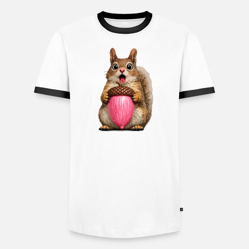 Eichhörnchen mit rosa Eichel - Männer Kontrast-T-Shirt - Weiß/Schwarz