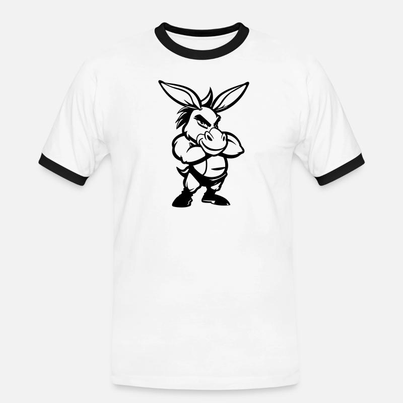 esel comic - Männer Kontrast-T-Shirt - Weiß/Schwarz