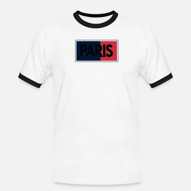 Pariser Flagge Split-Typografie - Männer Kontrast-T-Shirt - Weiß/Schwarz