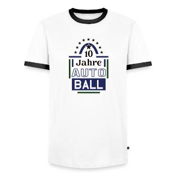 10 Jahre Autoball Jubiläum Autoballspieler Jubi - Männer Kontrast-T-Shirt - Weiß/Schwarz - Vorne - AI Model Female 172 light (172cm) & AI Model Male 178 dark (178cm)