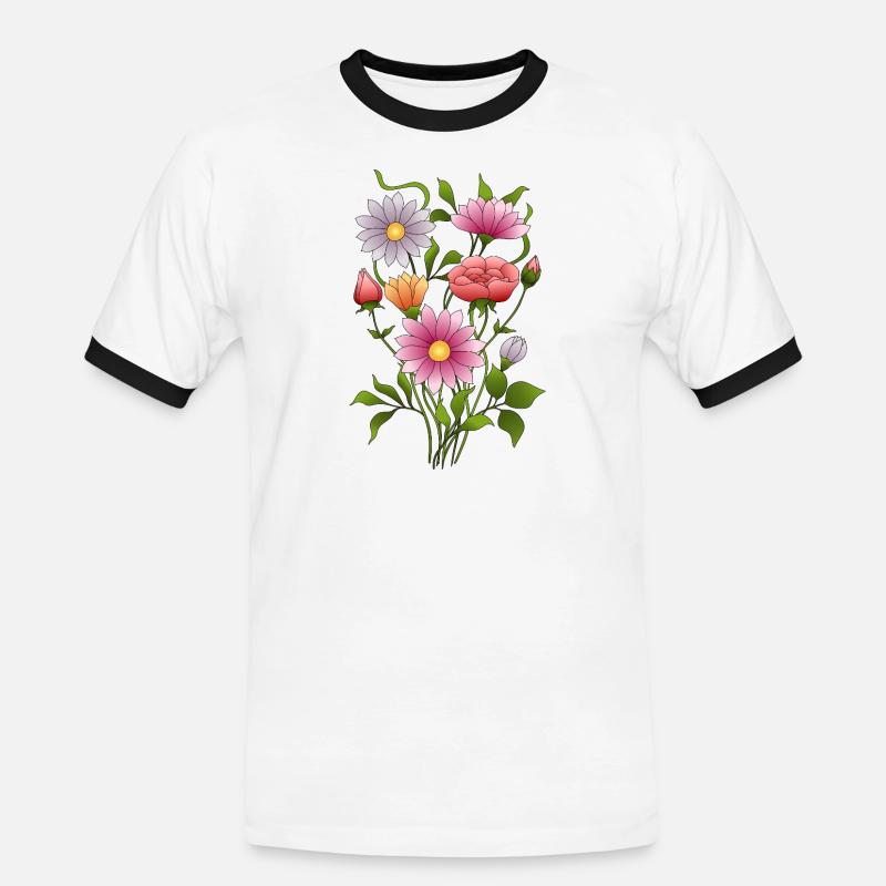 Blumen - Männer Kontrast-T-Shirt - Weiß/Schwarz