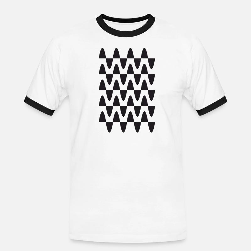 Midnight Wave Grid Pattern - Men's Ringer Shirt - white/black
