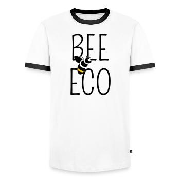 Bee Committed to Organic Transition - Men's Ringer Shirt - white/black - Front - AI Model Female 172 light (172cm) & AI Model Male 178 dark (178cm)