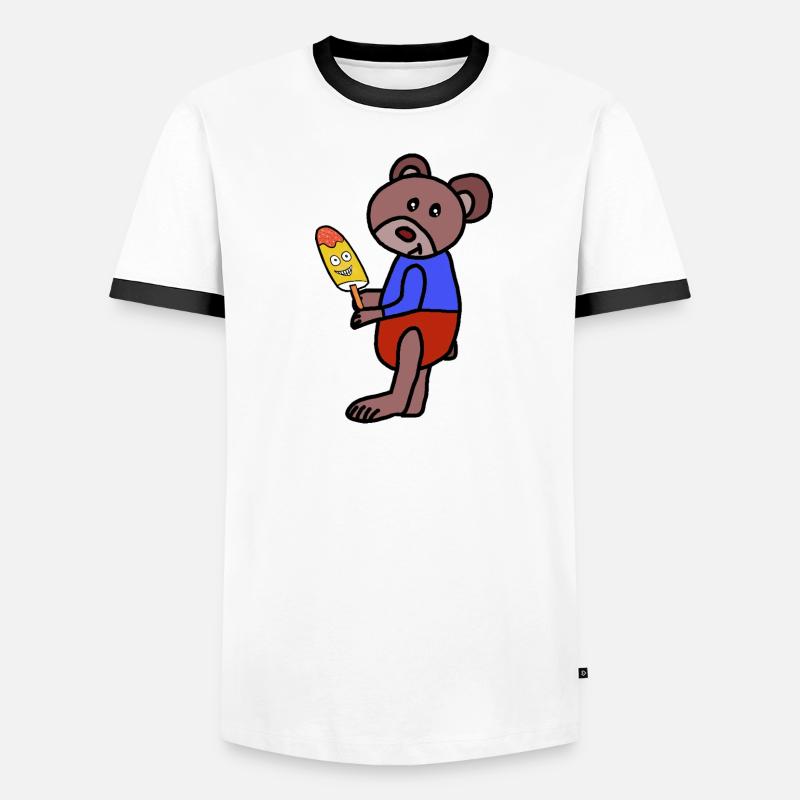 Bär Teddy  Eiskrem  Eis Kind - Men's Ringer Shirt - white/black