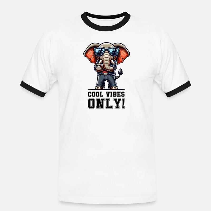 Elephant Comic Cool - Men's Ringer Shirt - white/black