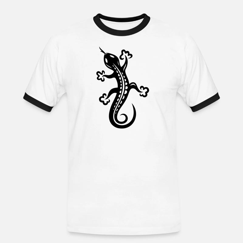 Echse, Eidechse - Männer Kontrast-T-Shirt - Weiß/Schwarz