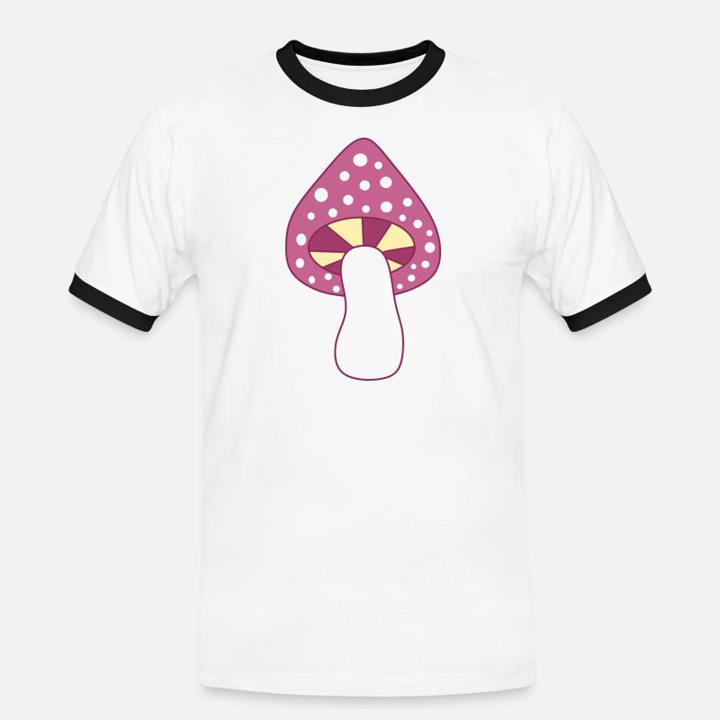 Mushroom fly agaric violet pattern customizable - Men's Ringer Shirt - white/black