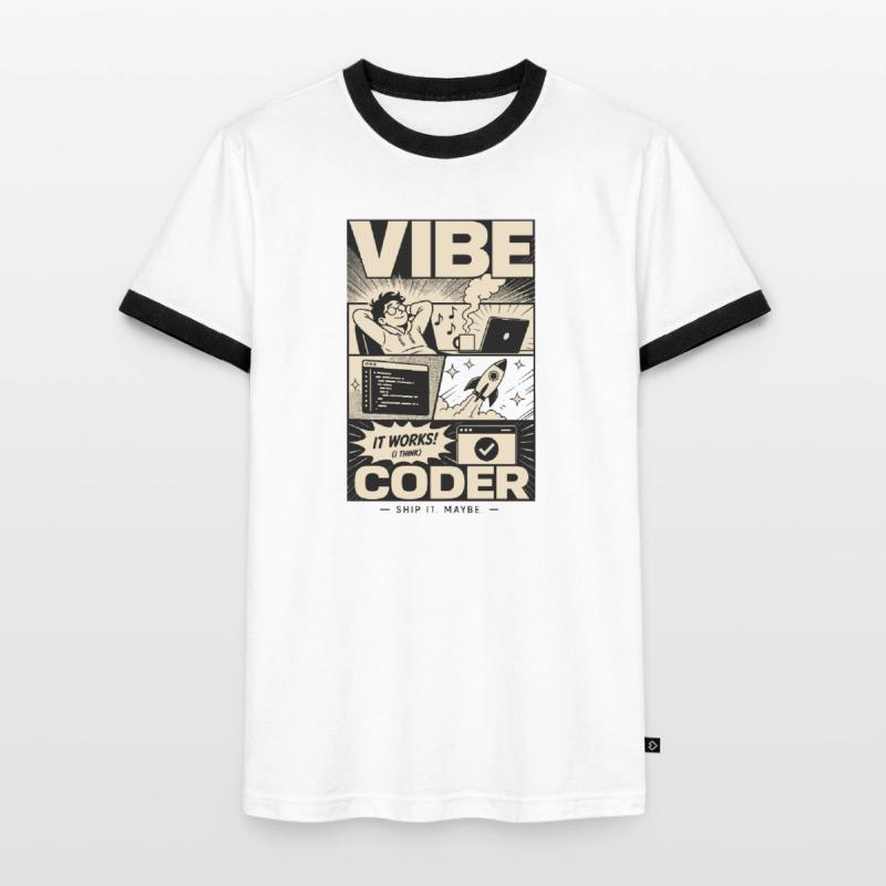 Vibe Coder Programmeur Humour T-shirt contrasté Homme