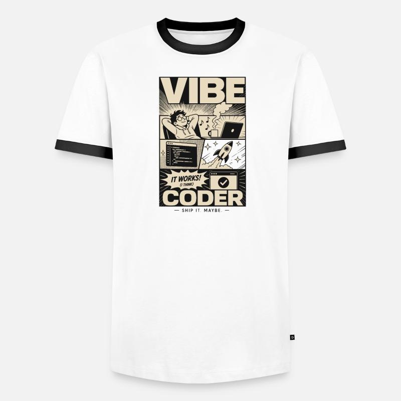 Vibe Coder Programmer Humor - Men's Ringer Shirt - white/black