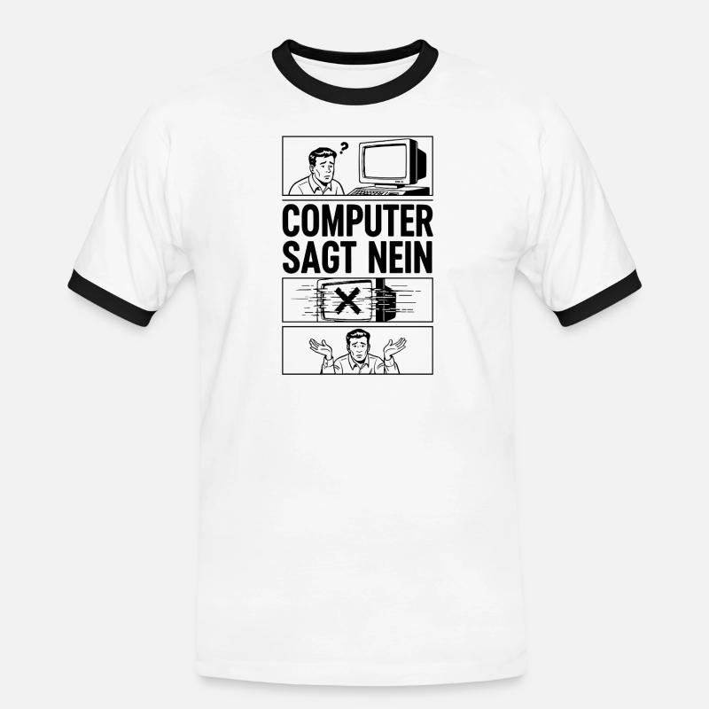 Computer sagt Nein Comic Design - Männer Kontrast-T-Shirt - Weiß/Schwarz