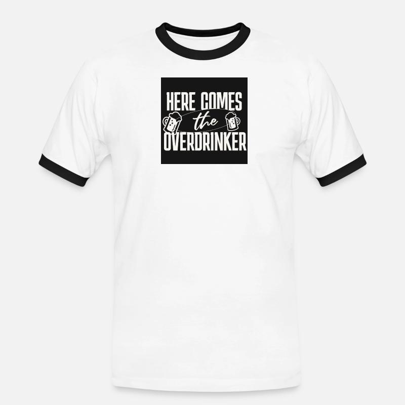 Here comes the Overdrinker  - Männer Kontrast-T-Shirt - Weiß/Schwarz