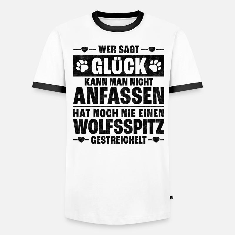 Wolfsspitz Schutzengel deutscher Spitz Spruch - Männer Kontrast-T-Shirt - Weiß/Schwarz